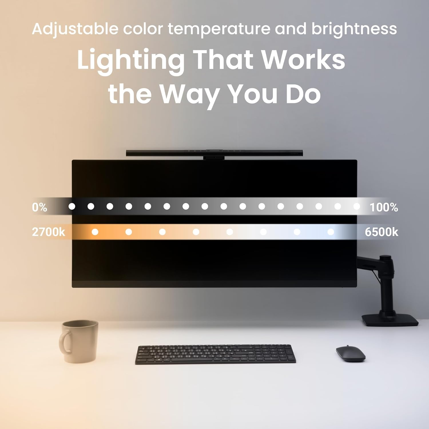 BenQ ScreenBar Pro LED Monitor Light Bar (Black) - Ultrawide Lighting, Motion Sensor, Adjustable Brightness/Color Temperature, Eye-Care USB-C Monitor lamp, No Glare, Curved Monitors, Monitor accessory