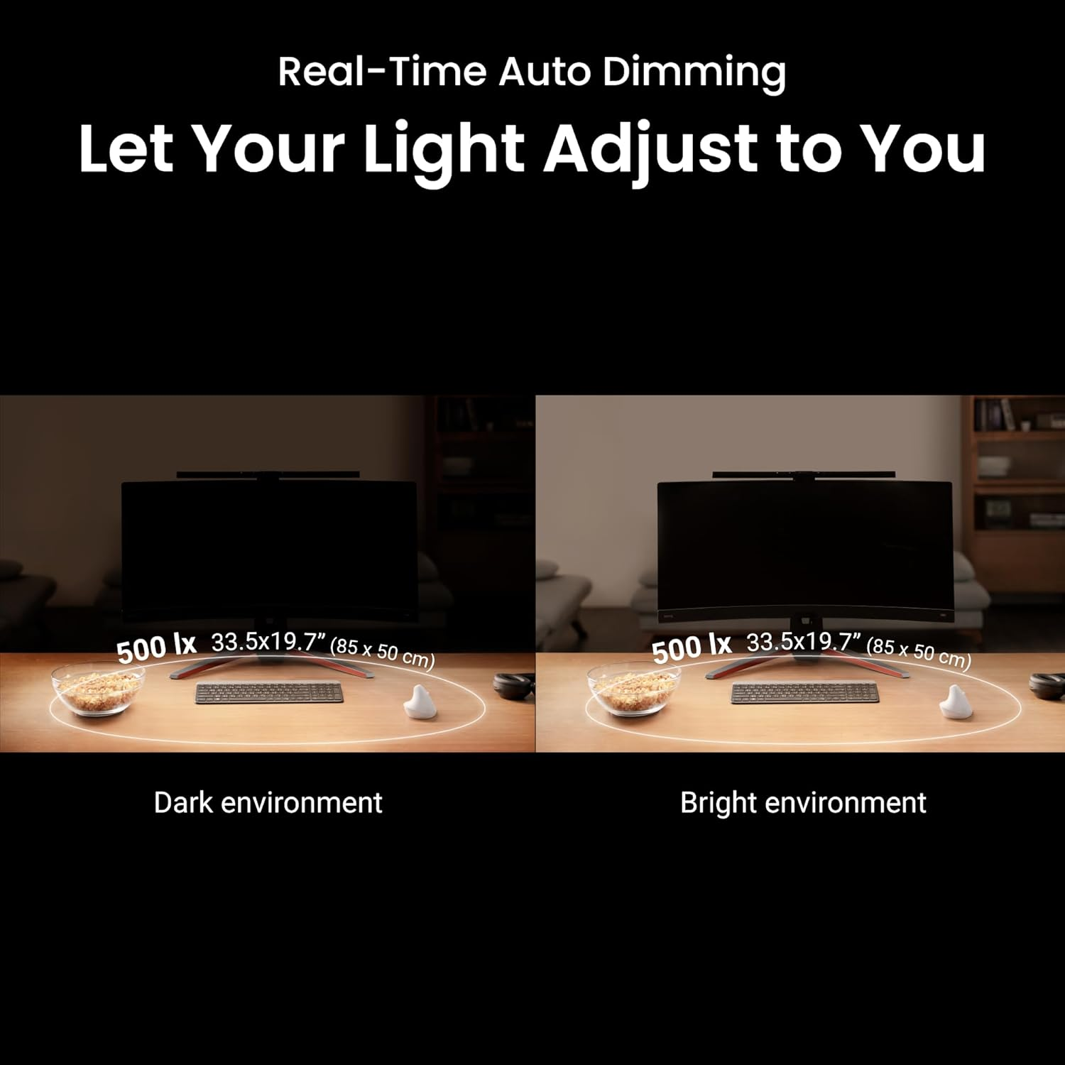 BenQ ScreenBar Pro LED Monitor Light Bar (Black) - Ultrawide Lighting, Motion Sensor, Adjustable Brightness/Color Temperature, Eye-Care USB-C Monitor lamp, No Glare, Curved Monitors, Monitor accessory